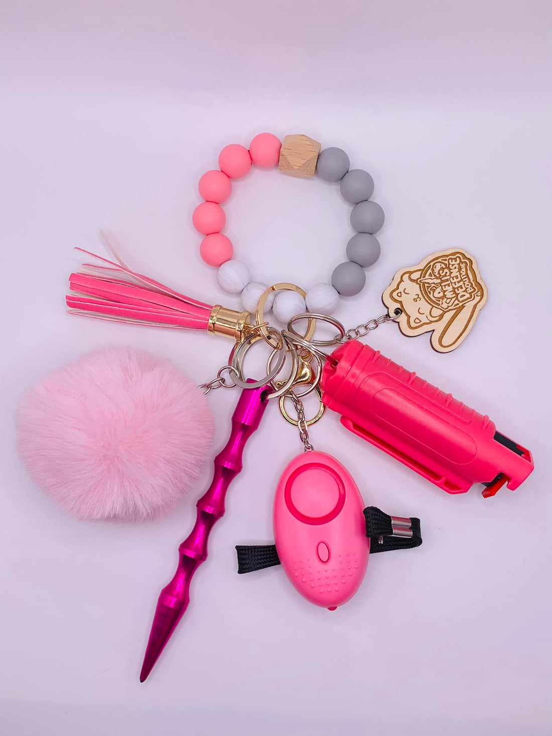 Pink self-defense keychain set